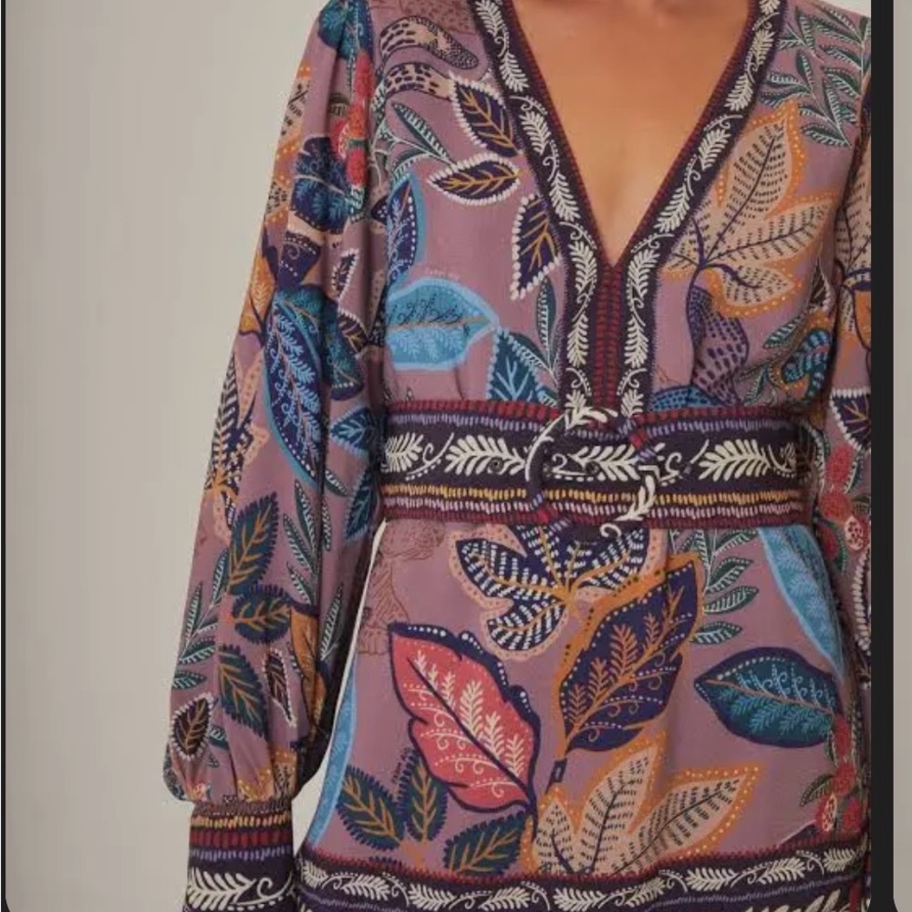 FARM Rio Multicolor Leaf Print Mini Dress - Picture 2 of 4